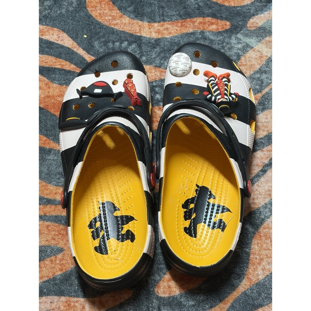 Crocs Hamburglar Men's Cartoon Sandals Black White Yellow Colorblock Size 11 - Picture 2 of 9